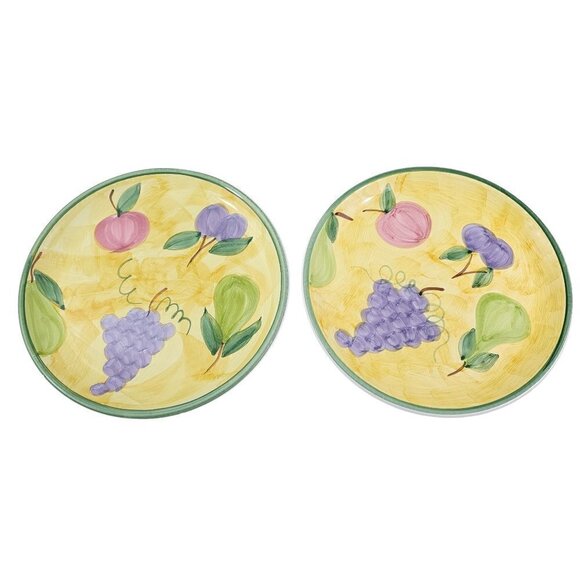 Caleca Frutta Hand Painted Italian Fruit Design 11 1/8”Dinner Plates – Set of 2 - Picture 10 of 16